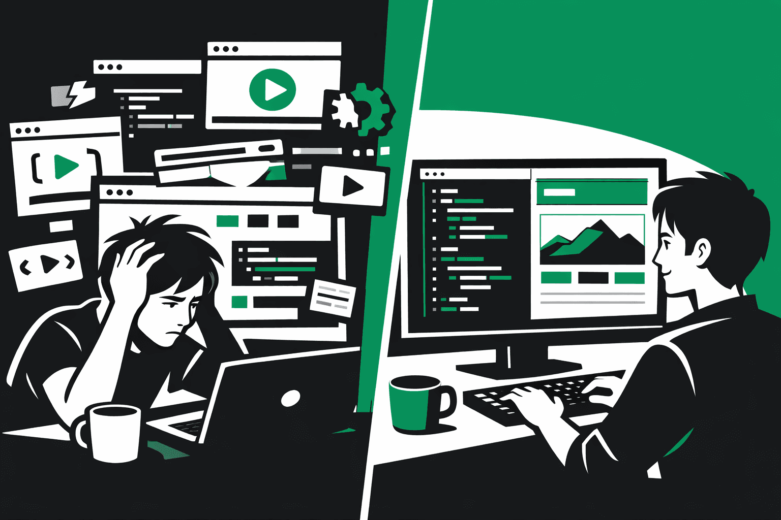 Codecademy, freeCodeCamp, W3Schools — they're fine for basics. But none of them teach you to ship. Here's what the best coding websites get wrong and what to us